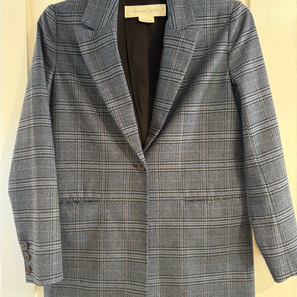 Treasure Bond Blue Plaid Blazer